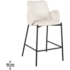 LABEL51 Barkruk Joni - Crème - Fluweel - Zithoogte 65 cm