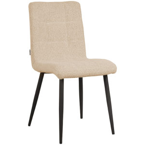 LABEL51 Boucle Eettafelstoel Sam - Zand Boucle en zwart onderstel