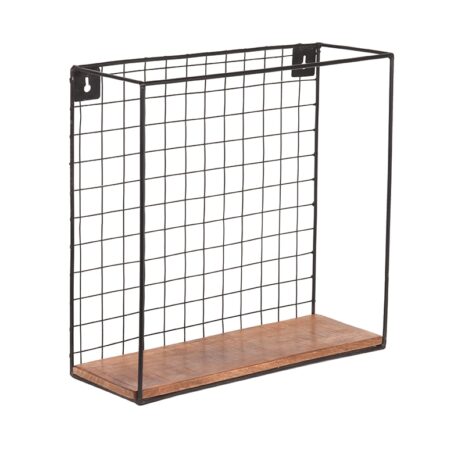 0wandrek firm zwart metaal rough mangohout 40x15x40 cm perspectief