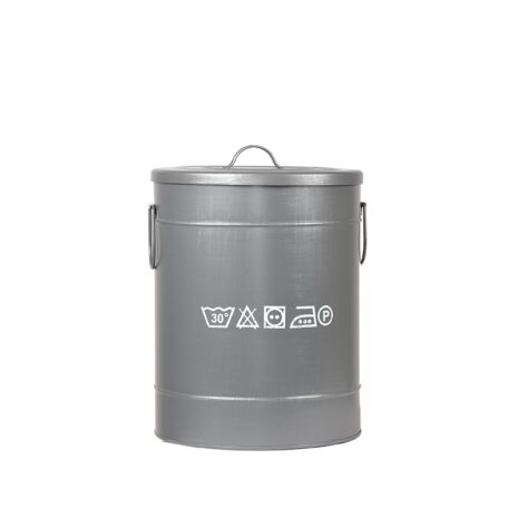 0wasmand antiek grijs metaal 32x32x43 cm voorkant