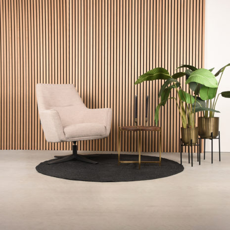 sfeerfoto: Mangohouten bijzettafel Dox, LABEL51, 40x40x40cm, espresso mangohout en goud onderstel