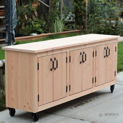 Tuinkast op wielen laag met deuren douglas Tuinkast op wielen laag met deuren - douglas
