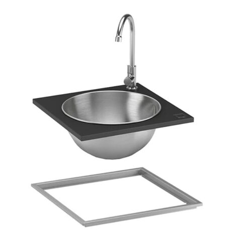 Wet inbouwset zwart OneQ spoelbak met kraan Wet inbouwset zwart OneQ spoelbak met kraan