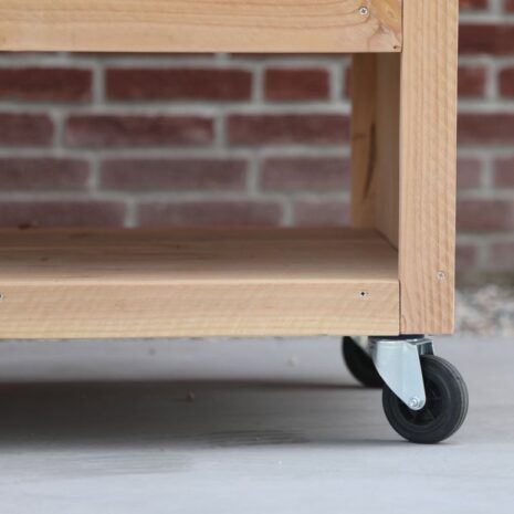 douglas houten tuinkast op wielen met open vakken