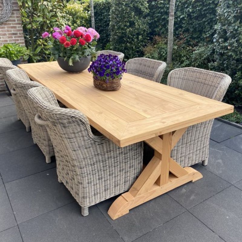 douglashouten tuintafel met landelijk onderrstel