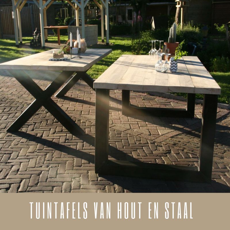 tuintafels van hout en staal