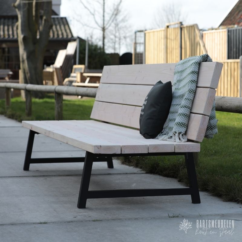 Douglas tuinbank stalen frame + white-olie