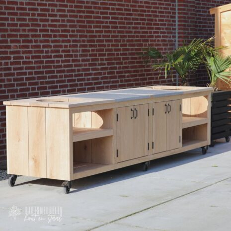 Buitenkeuken eikenhout 310x80cm - luxe