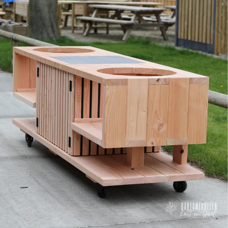 Buitenkeuken latjes op maat voor 2 Green Egg Large Kamado's