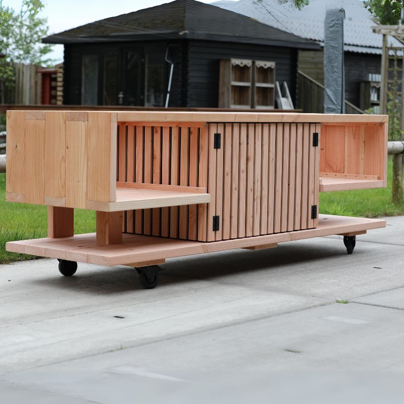 Buitenkeuken latjes op maat voor 2 Kamado's