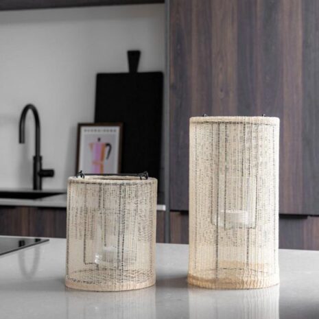 Geweven Lantaarn Indy Large + Small Zand – Jens Living