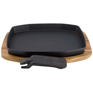 The Bastard Sizzling Plate & Holder Cast Iron 21x28cm