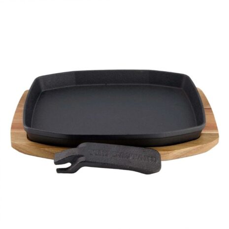 The Bastard Sizzling Plate & Holder Cast Iron 21x28cm