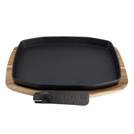 The Bastard Sizzling Plate & Holder Cast Iron 24x32cm