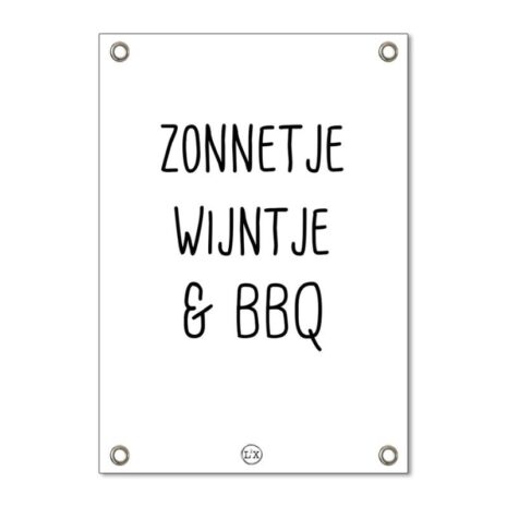 Tuinposter zonnetje wijntje bbq wit 59cm x 84cm