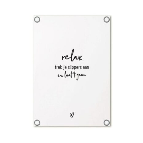 Witte tuinposter – ‘Relax trek je slippers aan en laat het gaan – 60 x 80 cm zoedt Witte tuinposter – ‘Relax, trek je slippers aan en laat het gaan’ – 60 x 80 cm - zoedt