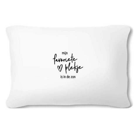 buitenkussen wit – ‘Mijn favoriete plekje is in de zon’ – 60x40 cm Zoedt