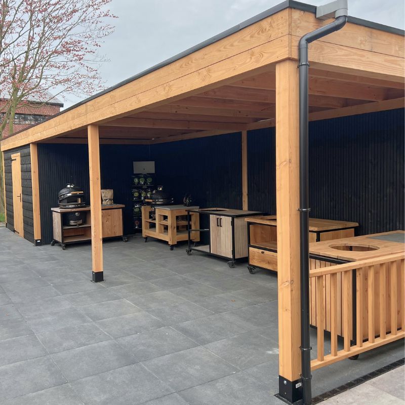 overkapping Hamar, buitenkeuken showtuin bartsmeubelen