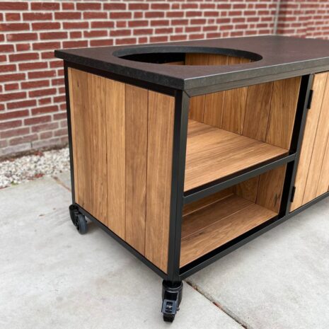 Buitenkeuken Fraké Compact met zwart granieten blad met legplank