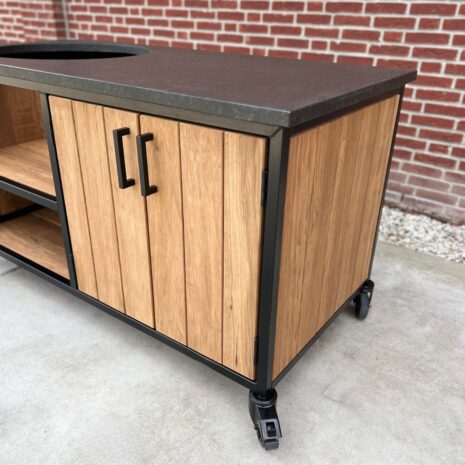 Buitenkeuken Fraké zwart granieten blad opberguimte met zwarte handgrepen