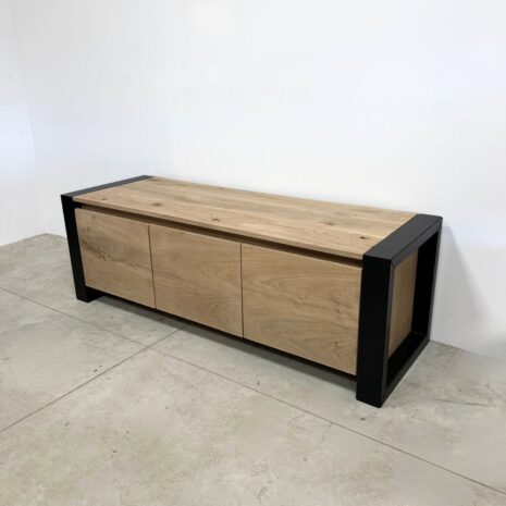 tv meubel bas eikenhout met staal showroom meubel