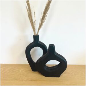 Houten Donut Vaas Zwart large