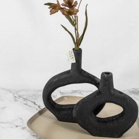 Houten donut vaas Medium droogbloemen Decoratie