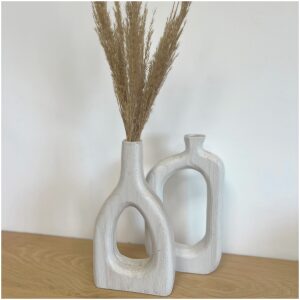 Houten donut vaas Wit