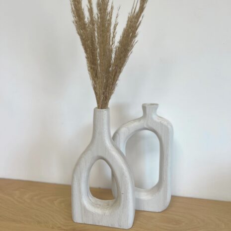 Houten donut vaas Wit 1