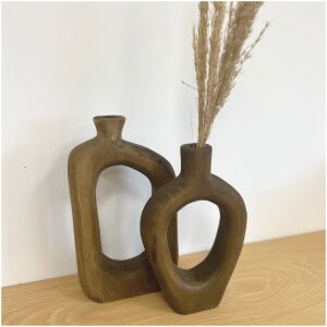 Houten donut vaas XL