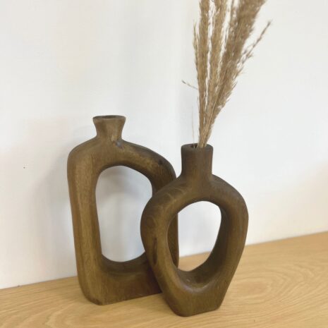 Houten donut vaas XL