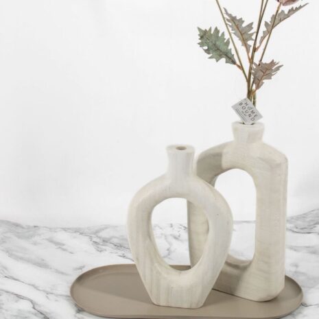 Witte Houten donut vaas Witte Houten donut vaas