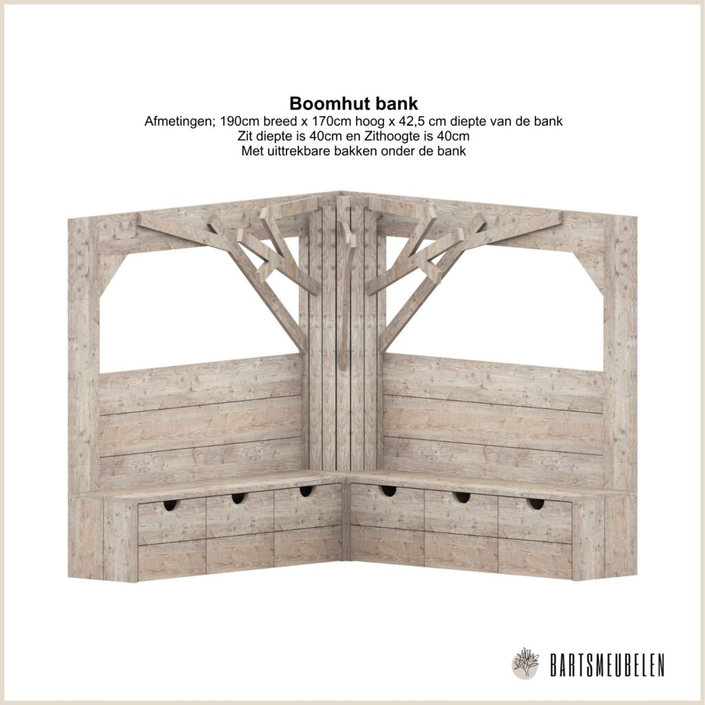 maatwerk Boomhut bank Steigerhout